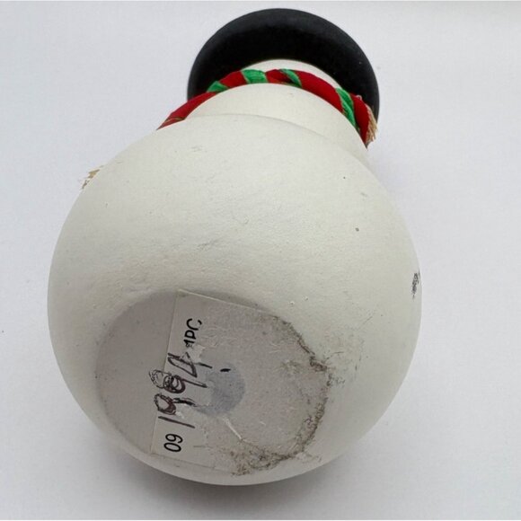 Vintage Classic Snowman Christmas Figurine Black Top Hat Hand Painted - Picture 4 of 8